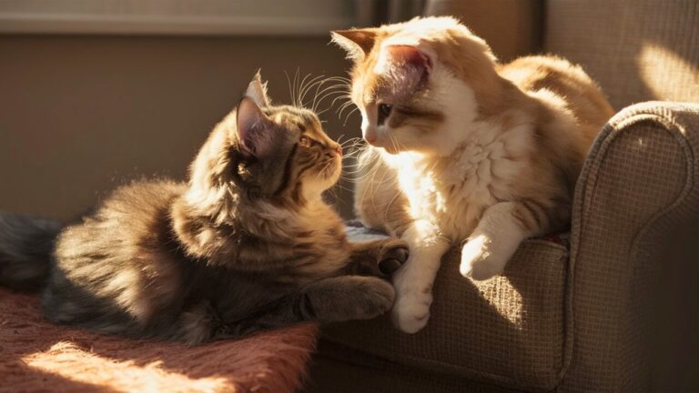 2 חתולים יריבים מסתכלים בעיניים זה לזה