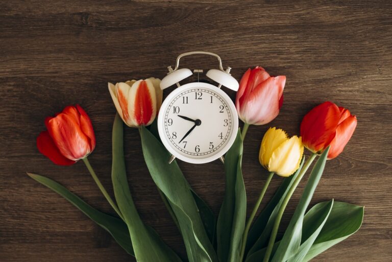 פרחים עם שעון מעורר